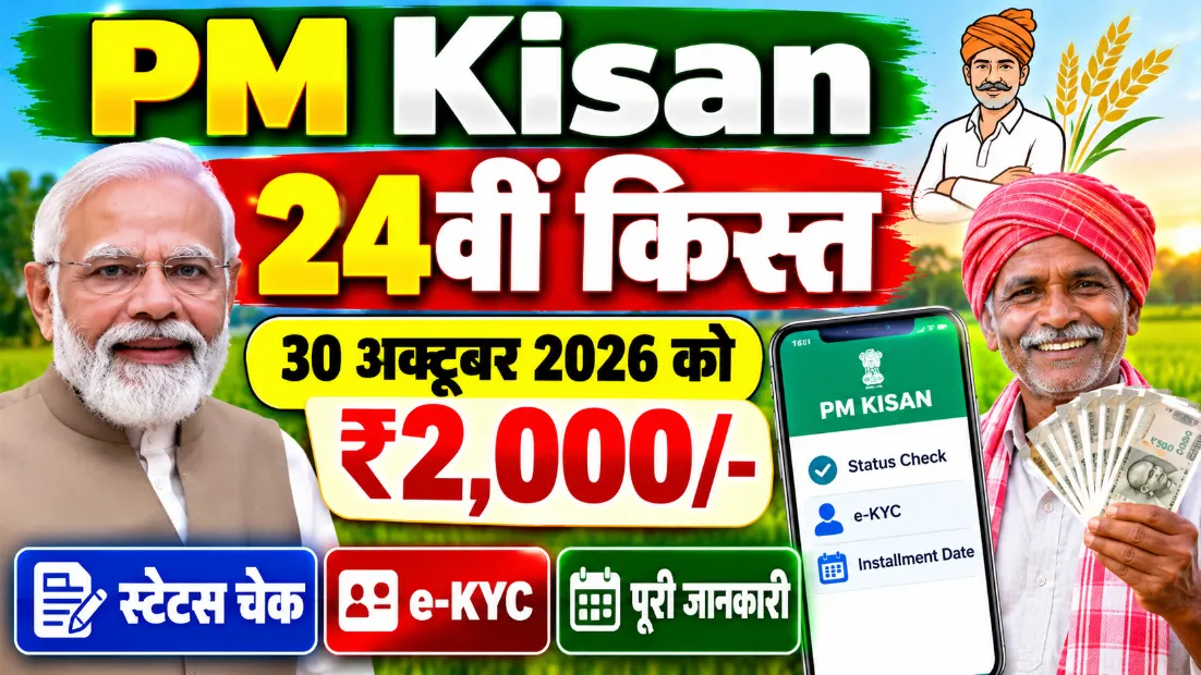 PM Kisan 24th Installment Date: 30 October 2026 ko ₹2,000, Status Check aur e-KYC
