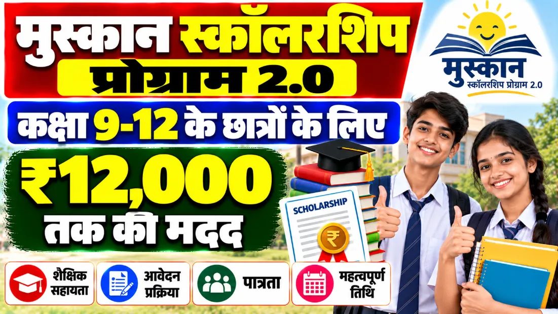 मुस्कान स्कॉलरशिप प्रोग्राम 2.0: कक्षा 9-12 के छात्रों के लिए ₹12,000 तक की मदद
