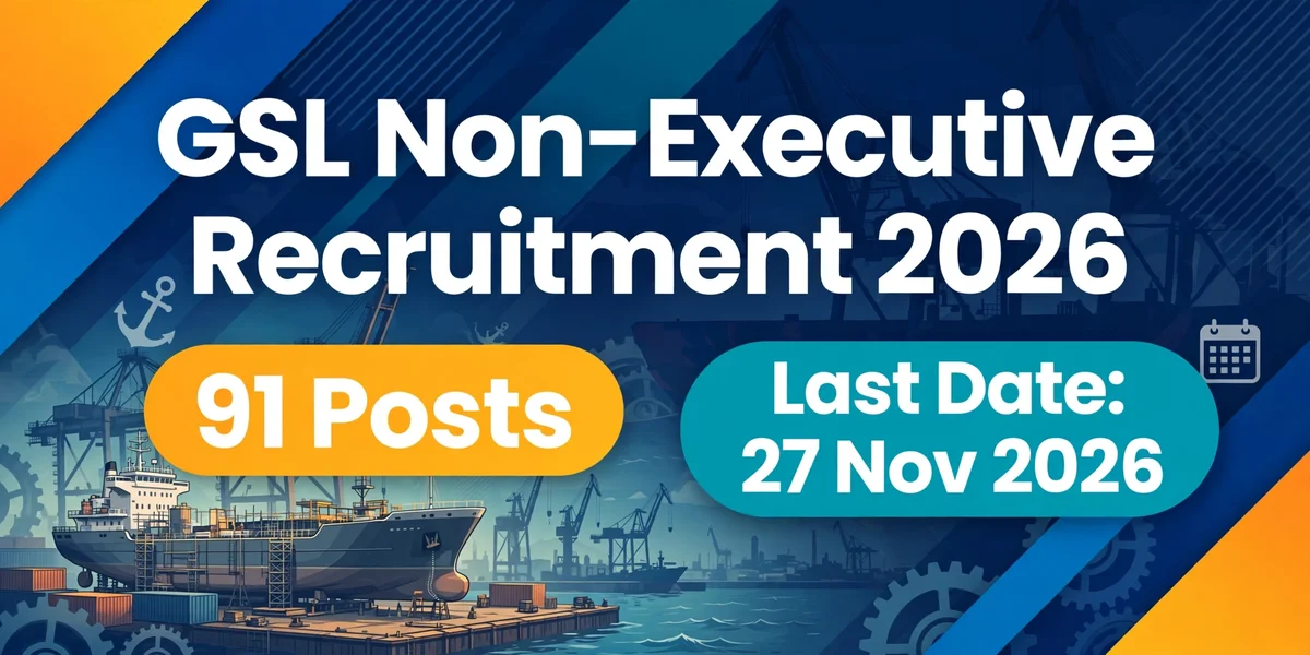 Goa Shipyard GSL Non-Executive Recruitment 2026: 91 Padon ke liye Online Aavedan, Last Date 27 November 2026