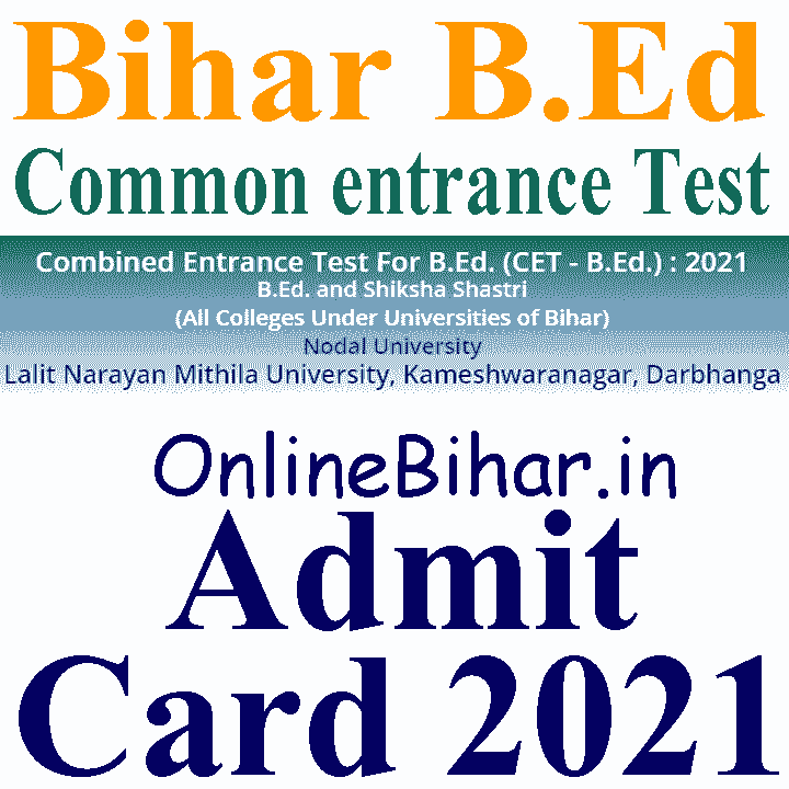 Bihar BEd CET Admit Card 2021