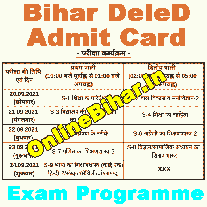 Bihar DElEd Exam 2021