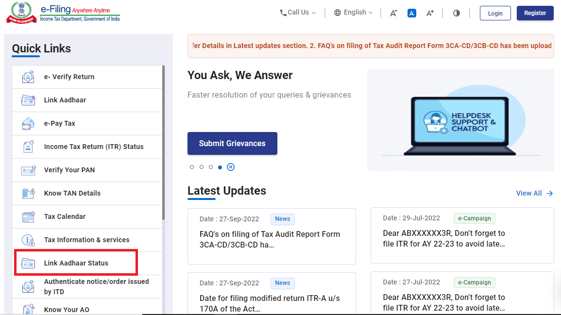 PAN Aadhaar Link